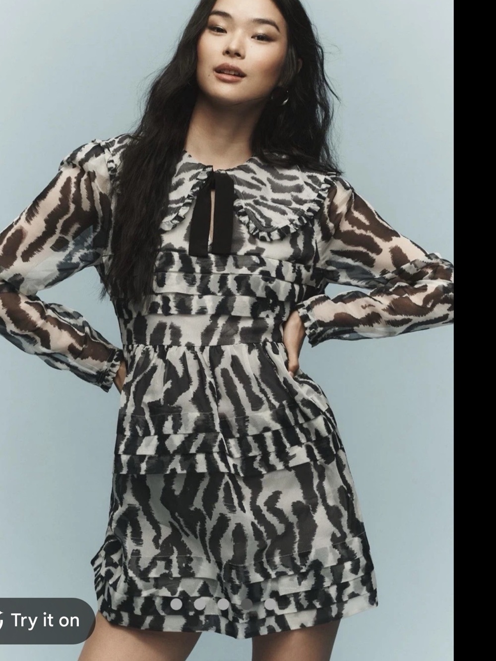 Maeve Black and White Zebra-Print Mini Dress